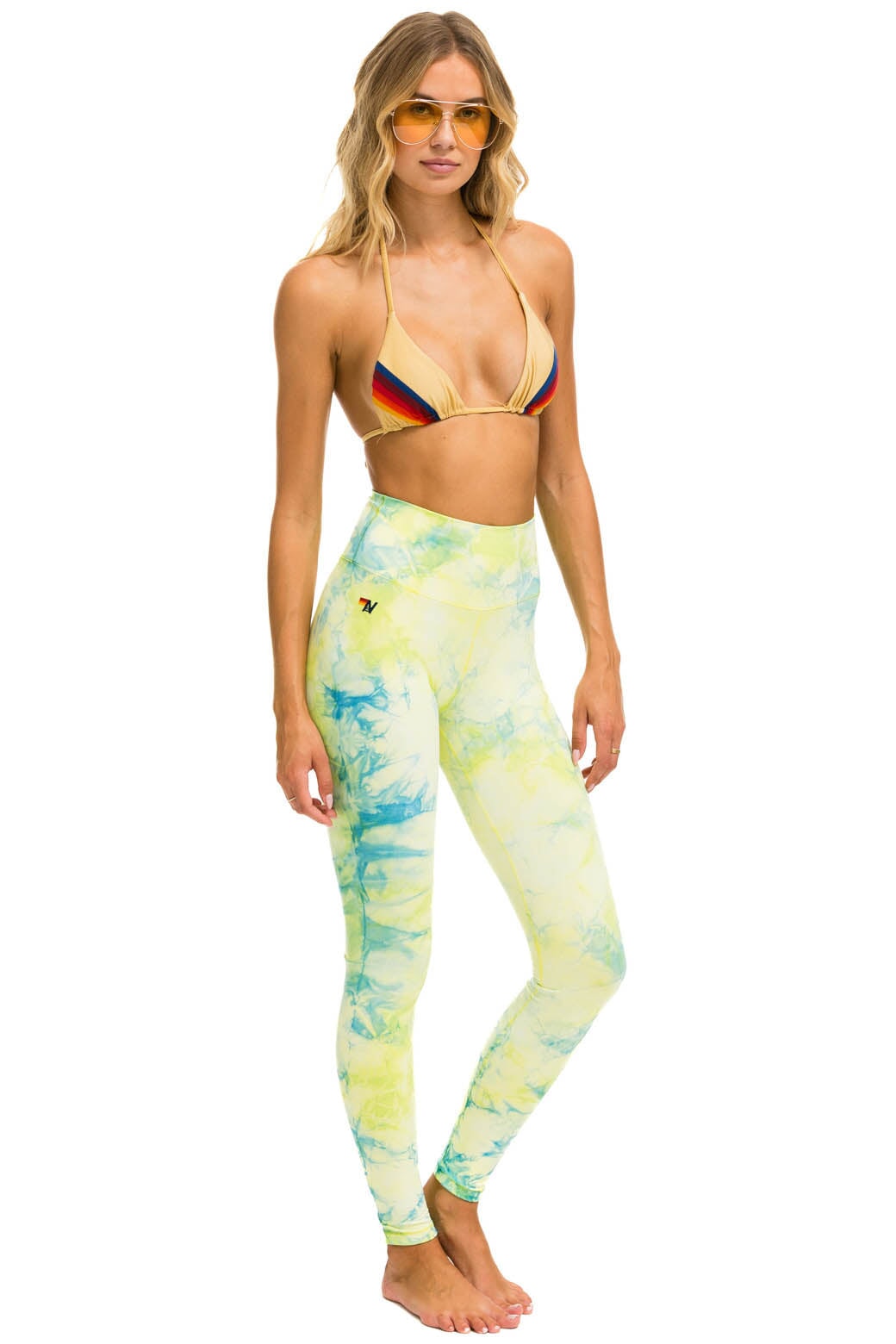 HAND DYED FULL LENGTH HI-RISE LEGGINGS - TIE DYE NEON YELLOW