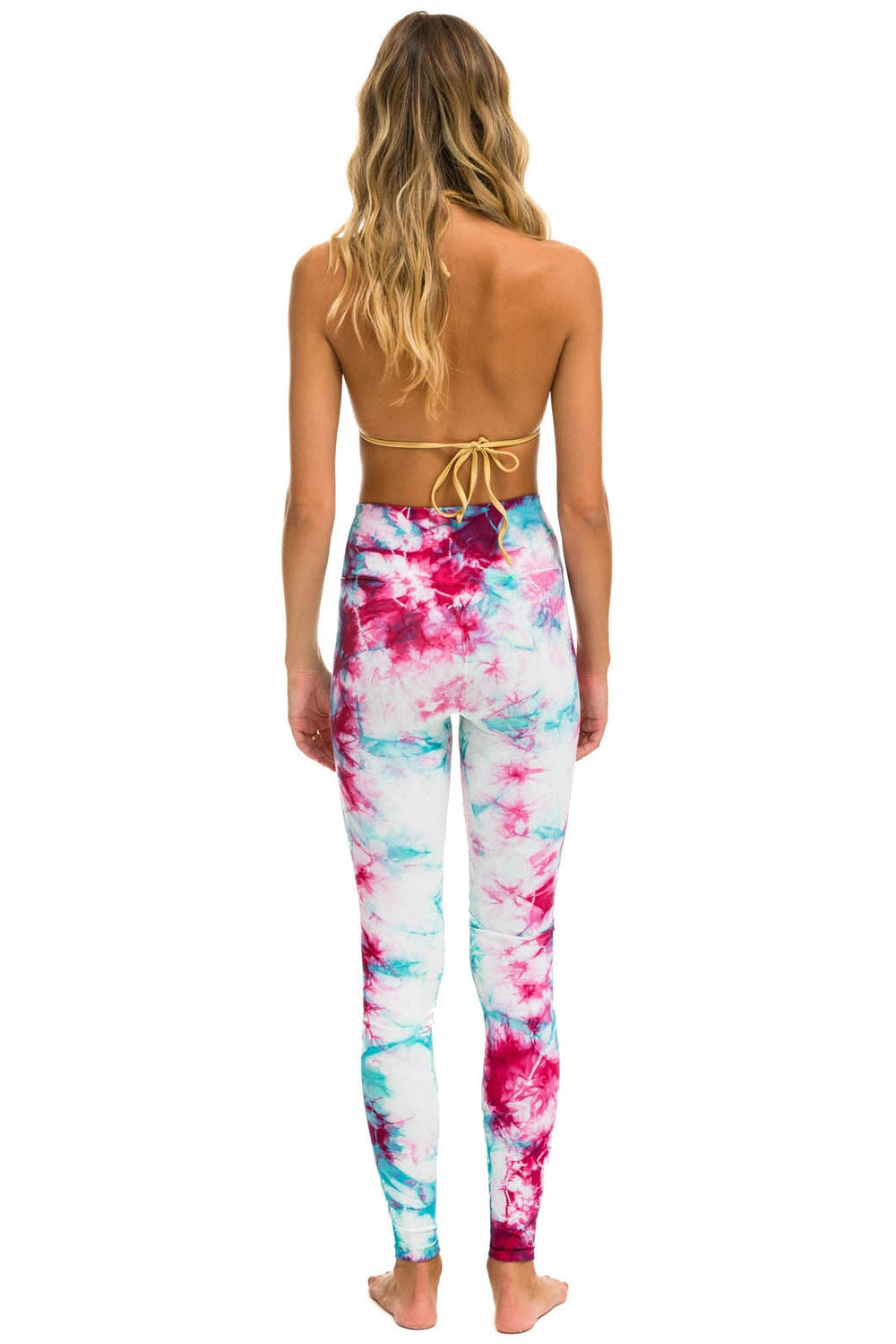 HAND DYED FULL LENGTH HI-RISE LEGGINGS - TIE DYE TURQUOISE