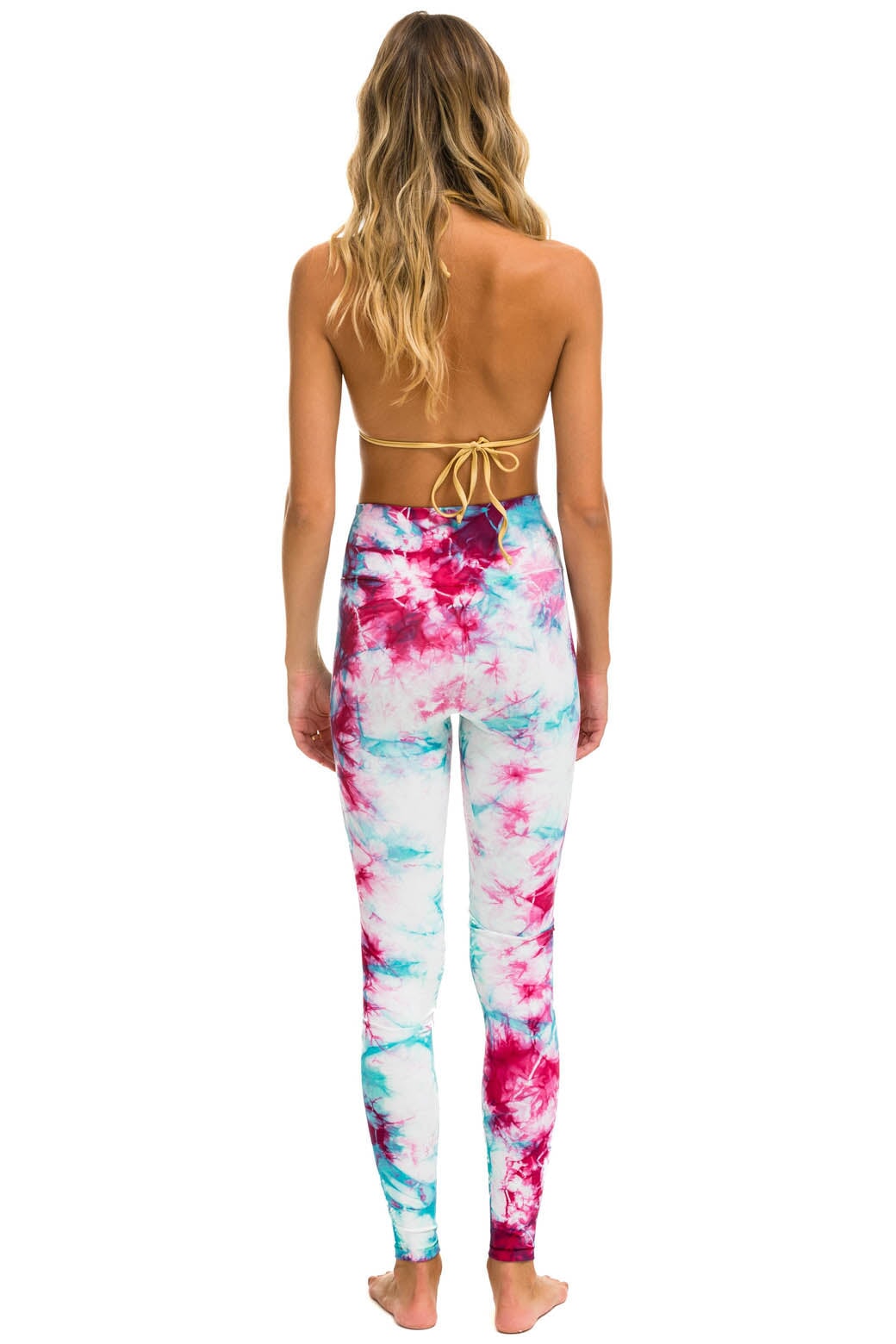 HAND DYED FULL LENGTH HI-RISE LEGGINGS - TIE DYE TURQUOISE