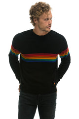 RAINBOW STRIPE 6 UNISEX CASHMERE SWEATER - BLACK