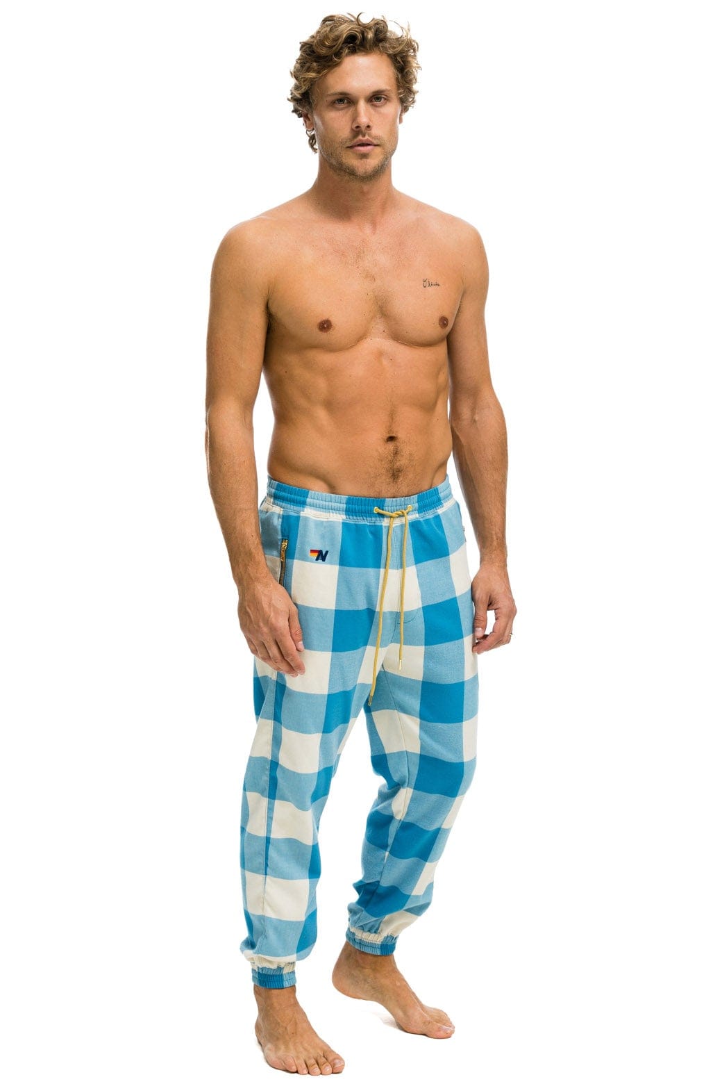UNISEX PLAID LODGE PANT - SKY PLAID