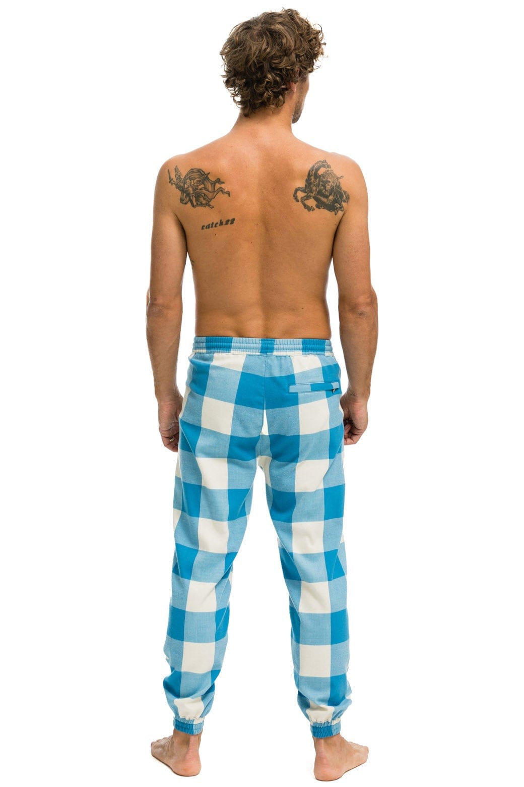 UNISEX PLAID LODGE PANT - SKY PLAID