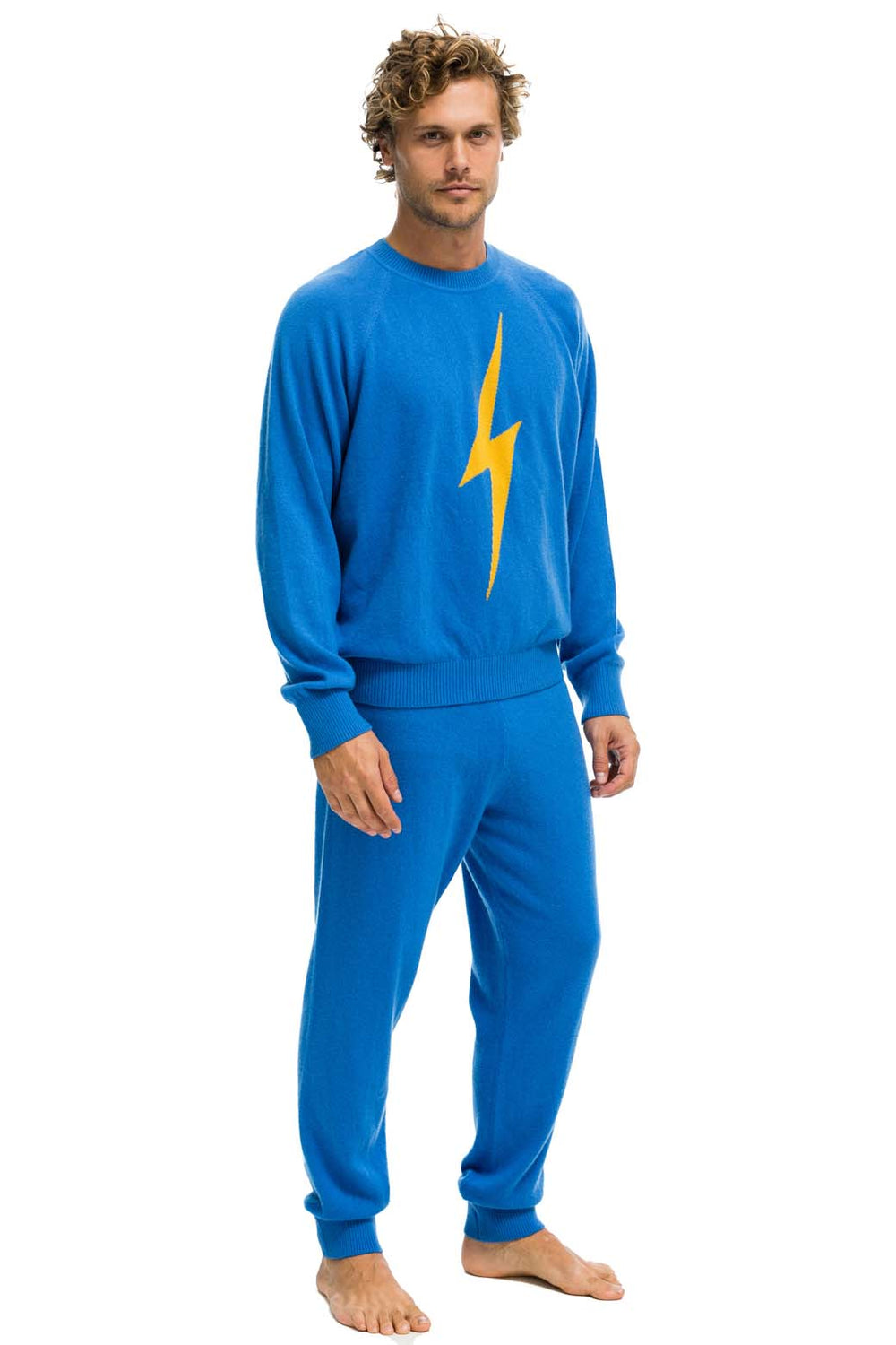 UNISEX BOLT CASHMERE LIGHT SWEATER - VINTAGE BLUE // BLUE BOLT