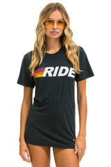 RIDE LOGO WHITE TEE - CHARCOAL