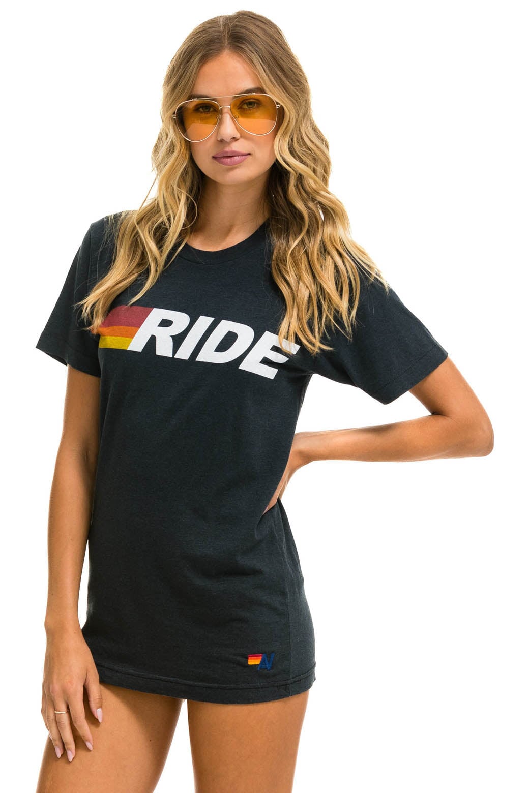 RIDE LOGO WHITE TEE - CHARCOAL