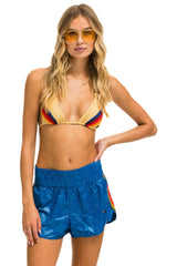 HIGH RISE 5 STRIPE NYLON JOGGER SHORT - SNORKEL BLUE