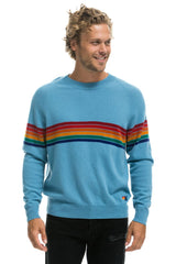 RAINBOW STRIPE 6 UNISEX LIGHT CASHMERE SWEATER - OCEAN