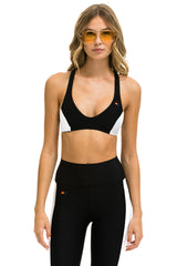 COLOR BLOCK BRALETTE SPORTS BRA - BLACK