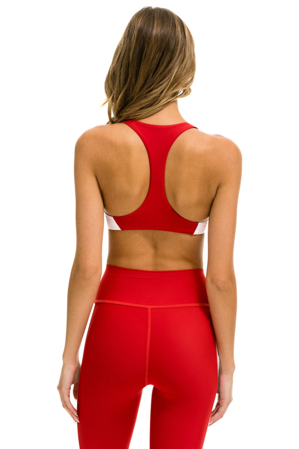 COLOR BLOCK BRALETTE SPORTS BRA - CHERRY