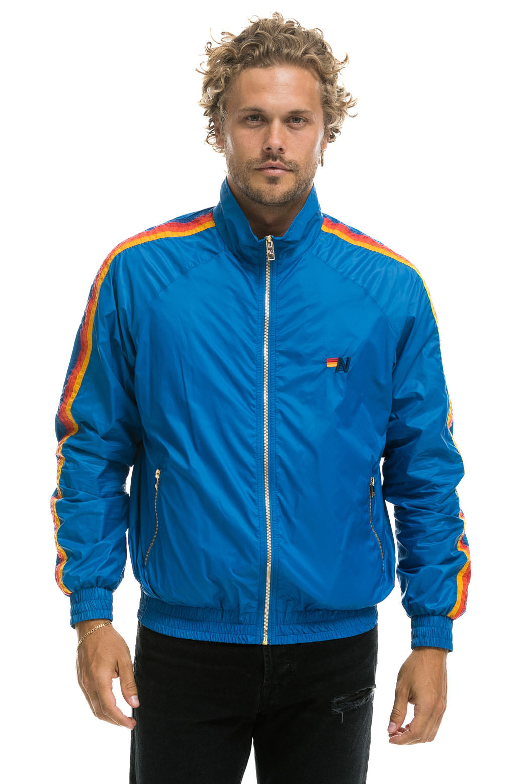 MEN'S 4 STRIPE WINDBREAKER - SNORKEL BLUE