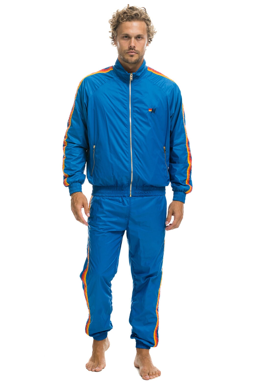 MEN'S 4 STRIPE WINDBREAKER - SNORKEL BLUE
