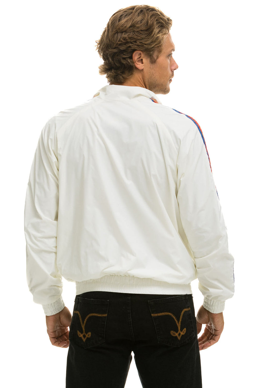 MEN'S 4 STRIPE WINDBREAKER - WHITE