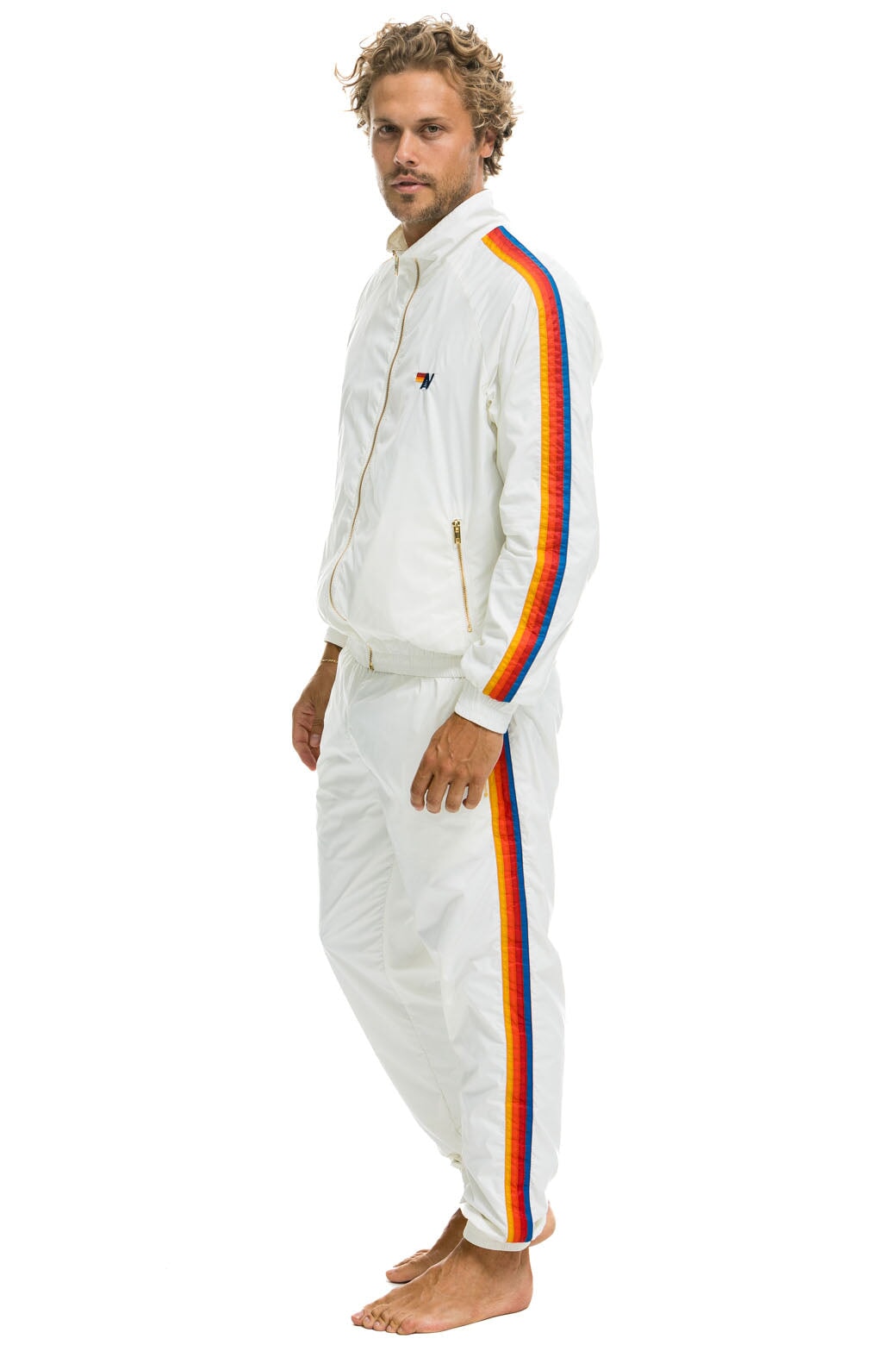 MEN'S 4 STRIPE WINDBREAKER - WHITE