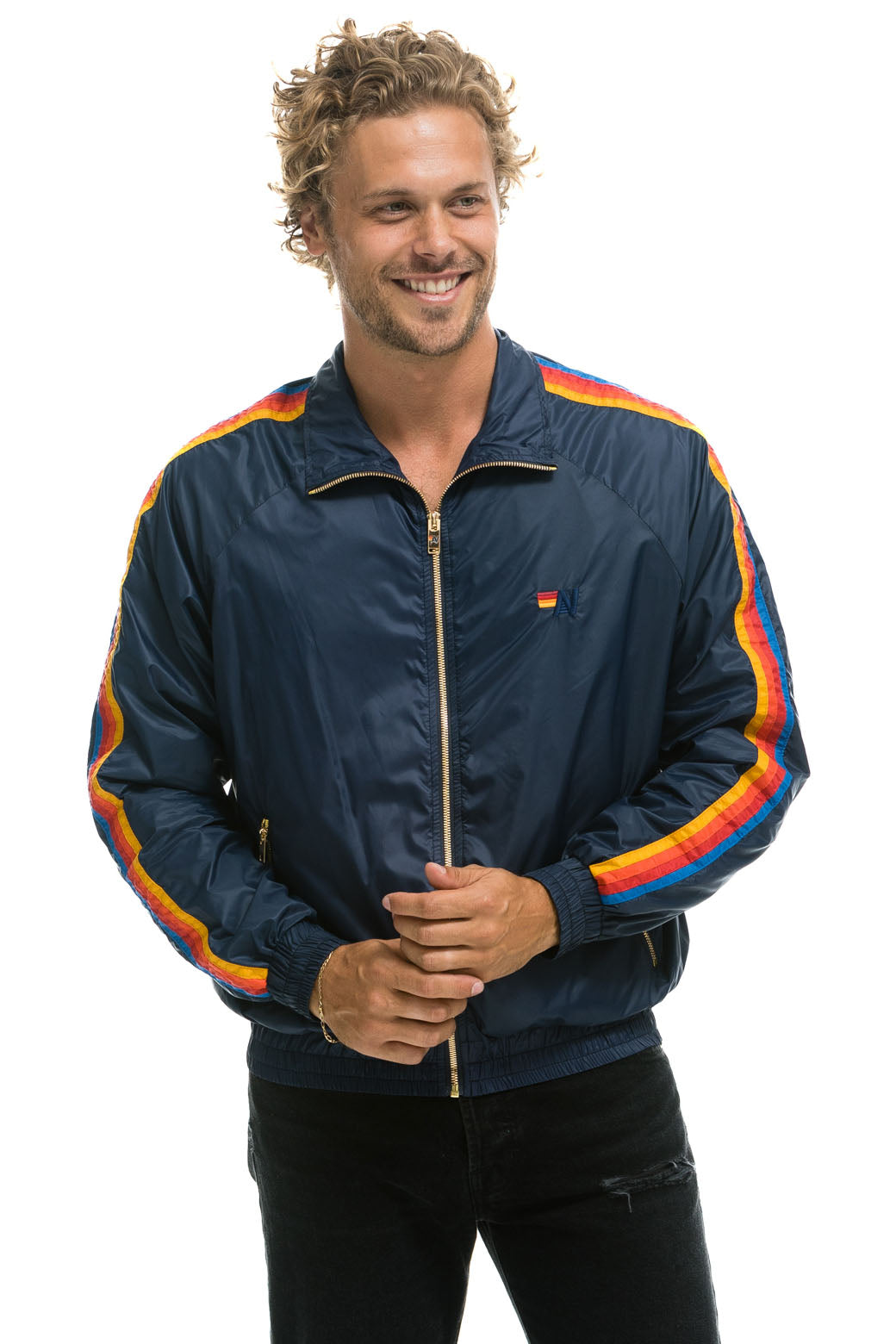 MEN'S 4 STRIPE WINDBREAKER - NAVY