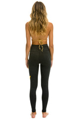 FULL LENGTH HI-RISE BOLT LEGGINGS - CHARCOAL // GOLD
