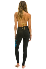 FULL LENGTH HI-RISE BOLT LEGGINGS - CHARCOAL // BLUE
