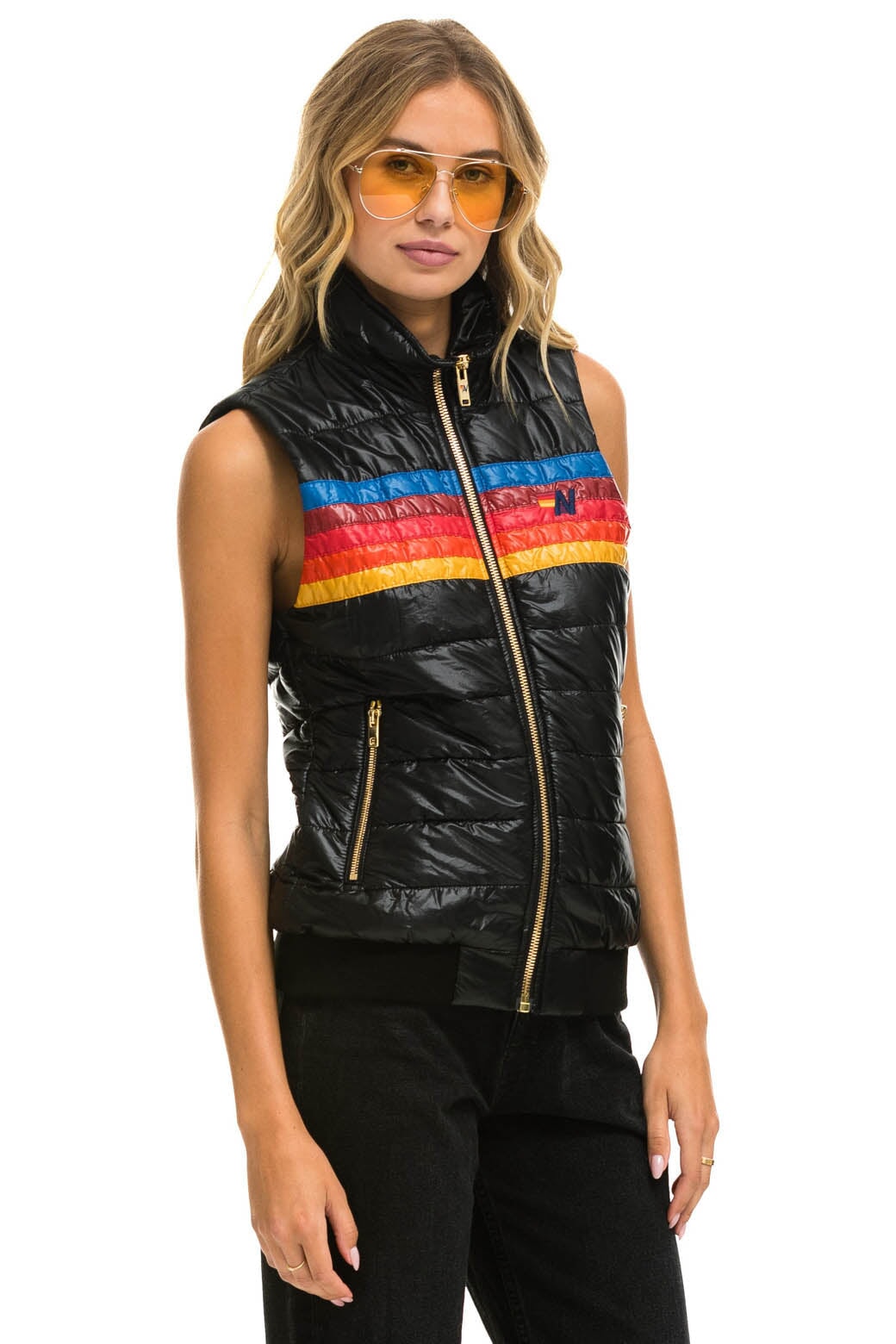WOMEN'S 5 STRIPE VEST - GLOSSY BLACK