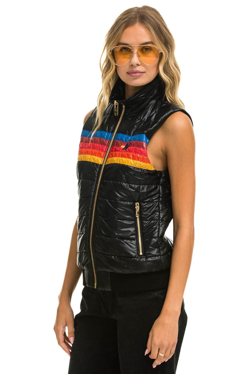 WOMEN'S 5 STRIPE VEST - GLOSSY BLACK