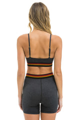 LOGO ELASTIC KEYHOLE BRA - CHARCOAL