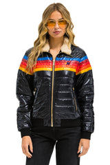 5 STRIPE JACKET - GLOSSY BLACK