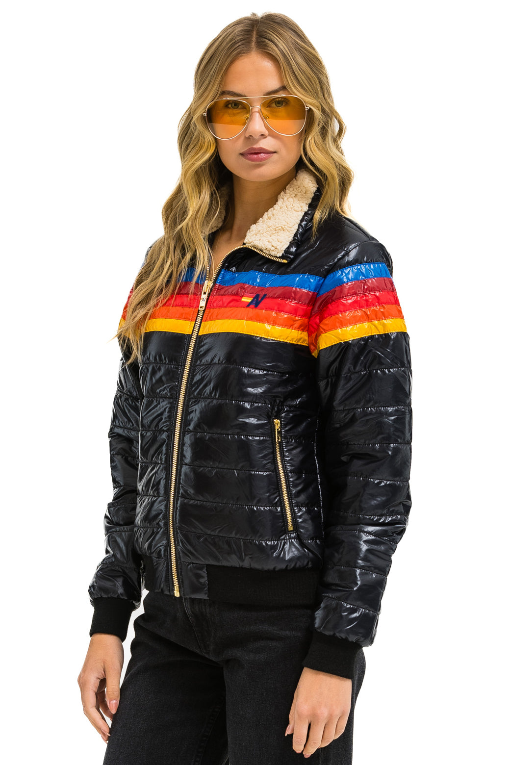 5 STRIPE JACKET - GLOSSY BLACK