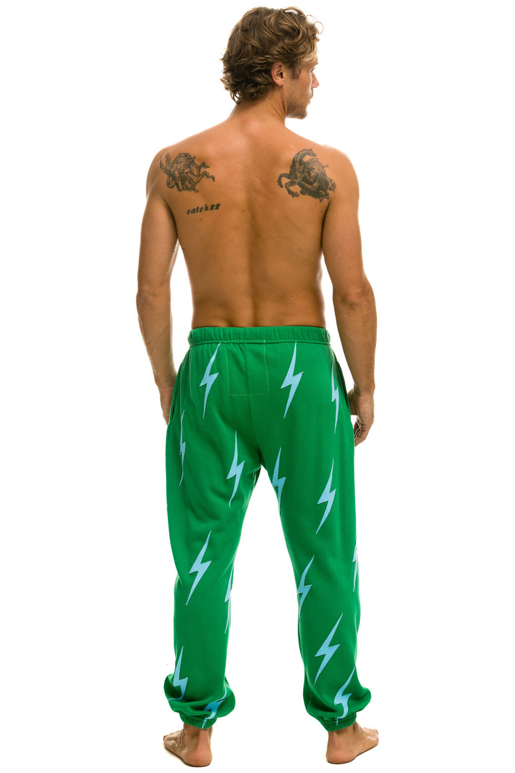 BOLT STITCH REPEAT SWEATPANTS - KELLY GREEN // BLUE