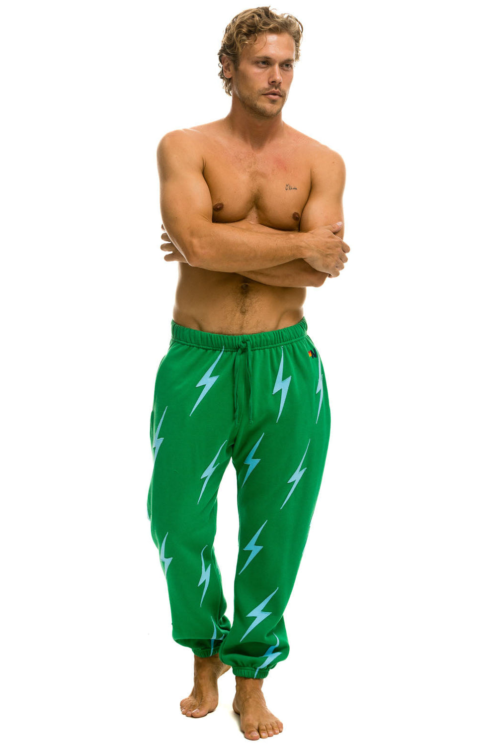 BOLT STITCH REPEAT SWEATPANTS - KELLY GREEN // BLUE