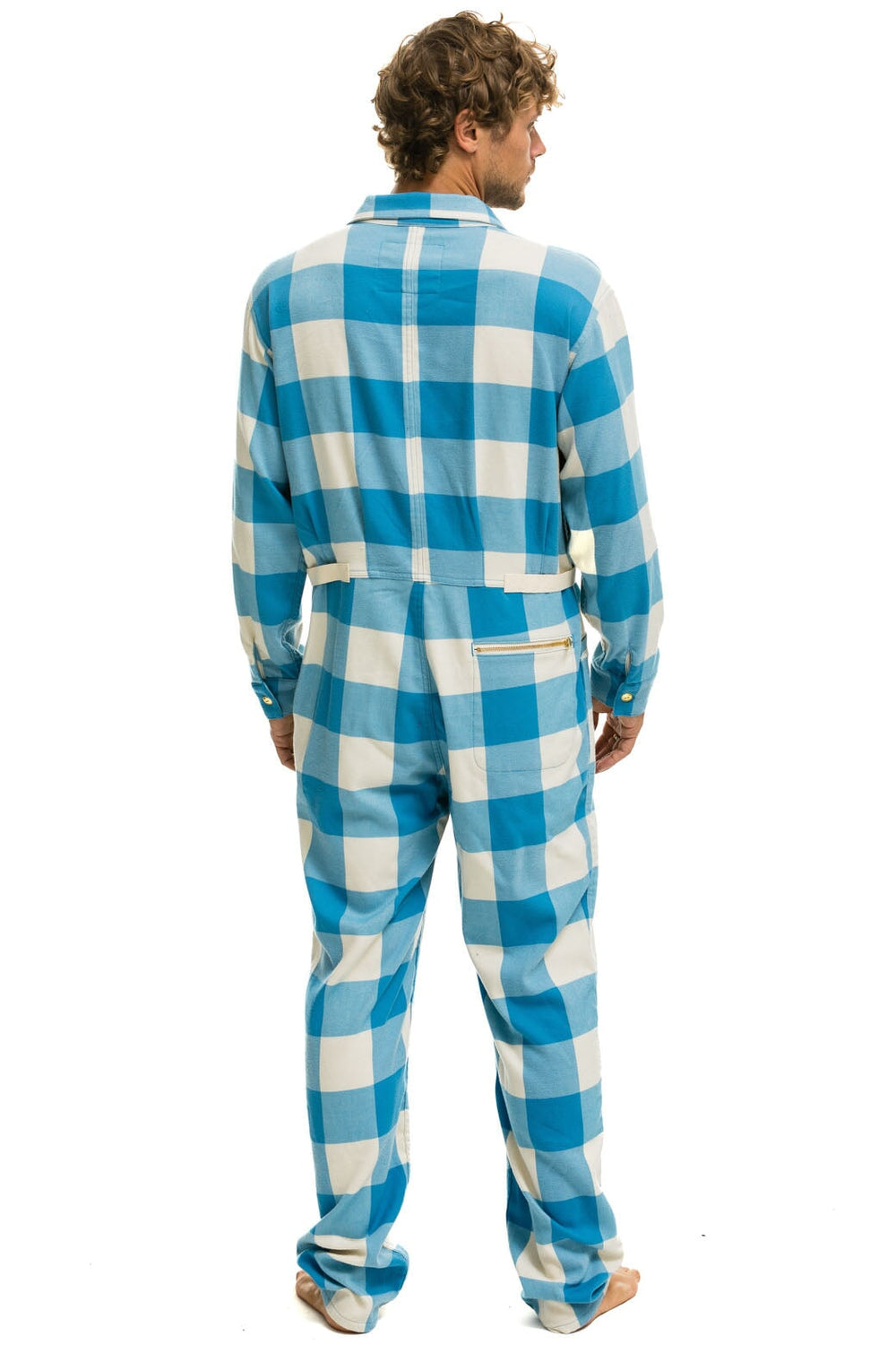 UNISEX PLAID FLIGHT SUIT - SKY PLAID