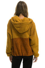 TEDDY APRES HOODED HALF ZIP COLOR BLOCK JACKET - HONEY
