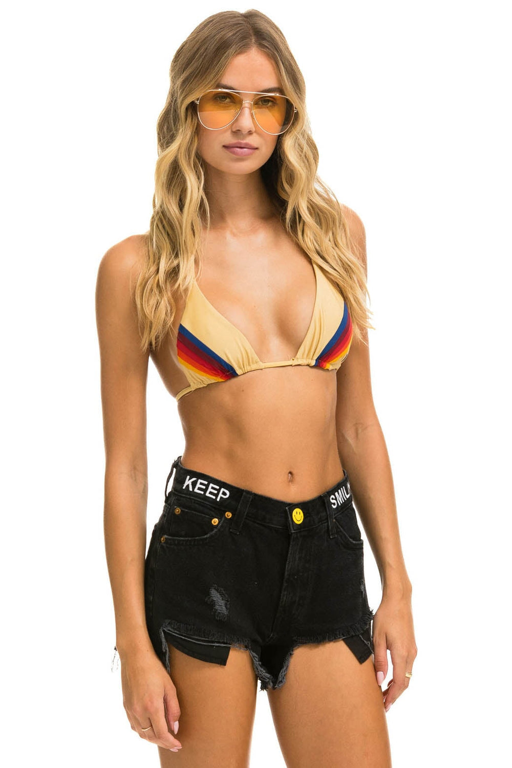 MID RISE ROCKER COWGIRL CUTOFF KEEP SMILING JEAN SHORTS - VINTAGE BLACK