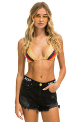 MID RISE BOYFRIEND CUTOFF KEEP SMILING JEAN SHORTS - VINTAGE BLACK