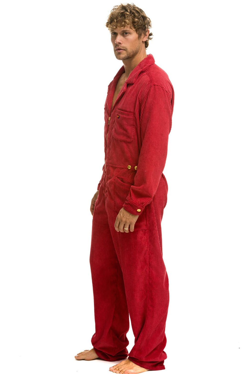 UNISEX CORDUROY FLIGHT SUIT - CHERRY