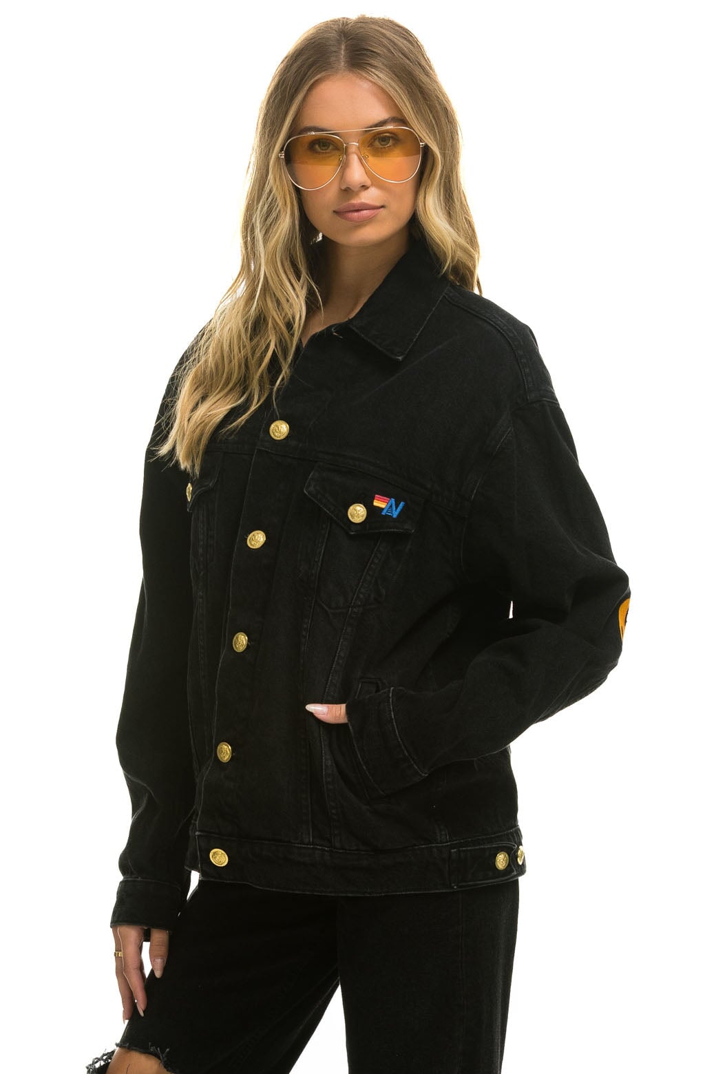 KEEP SMILING OVERSIZED CONCERT DENIM JACKET - VINTAGE BLACK