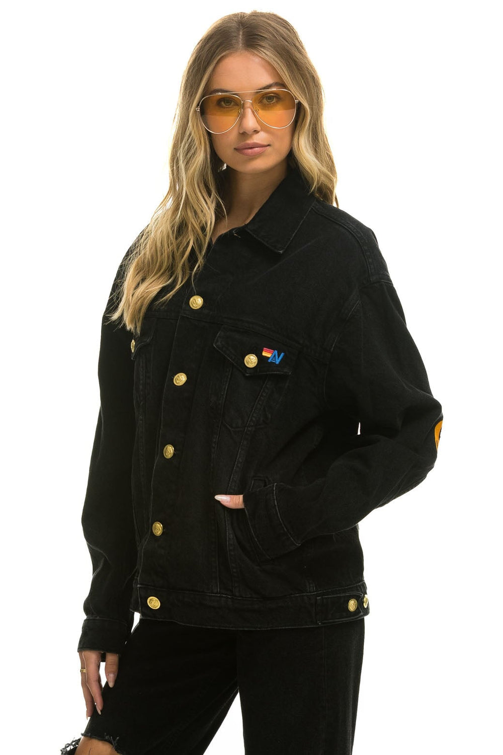 KEEP SMILING OVERSIZED CONCERT DENIM JACKET - VINTAGE BLACK