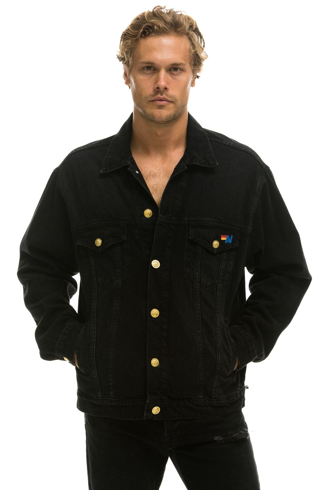 LOCALS ONLY OVERSIZED CONCERT DENIM JACKET - VINTAGE BLACK