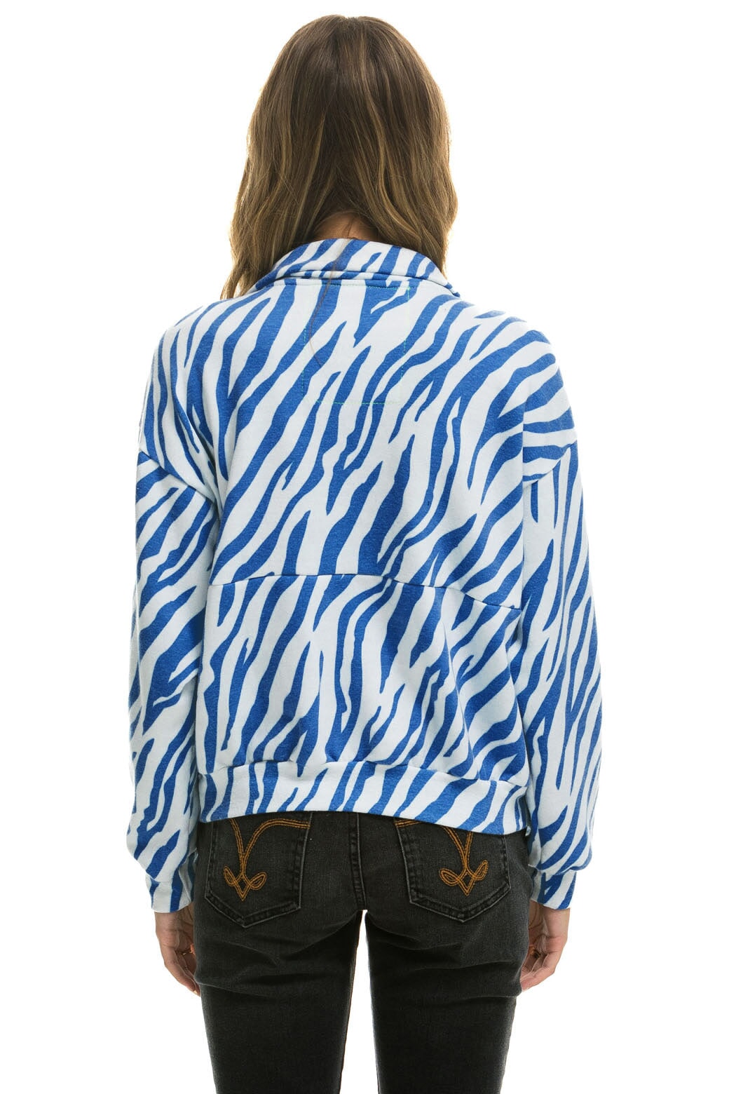 TIGER FLEECE UNISEX HALF ZIP JACKET - BLUE TIGER