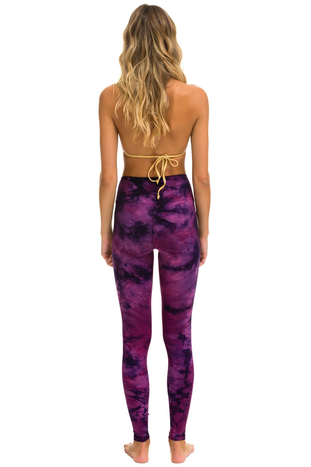 HAND DYED FULL LENGTH HI-RISE LEGGINGS - TIE DYE CRYSTAL ROSE