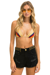 MID RISE STUDDED ROCKER BOLT WOMENS JEAN SHORT - VINTAGE BLACK