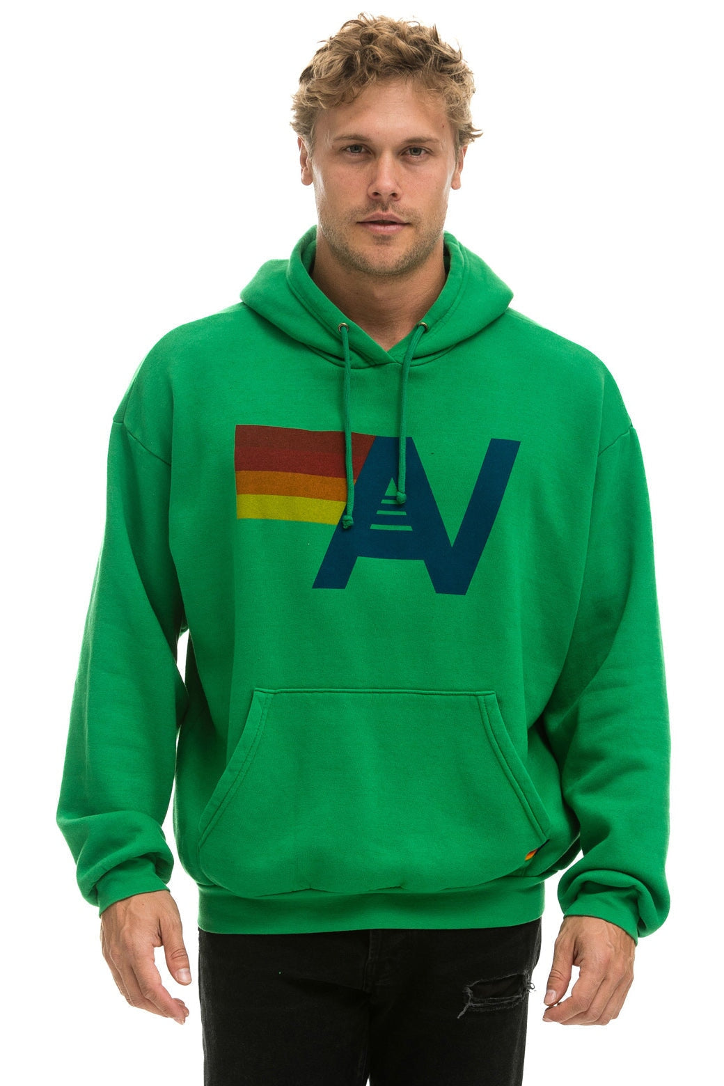 LOGO PULLOVER RELAXED HOODIE - KELLY GREEN