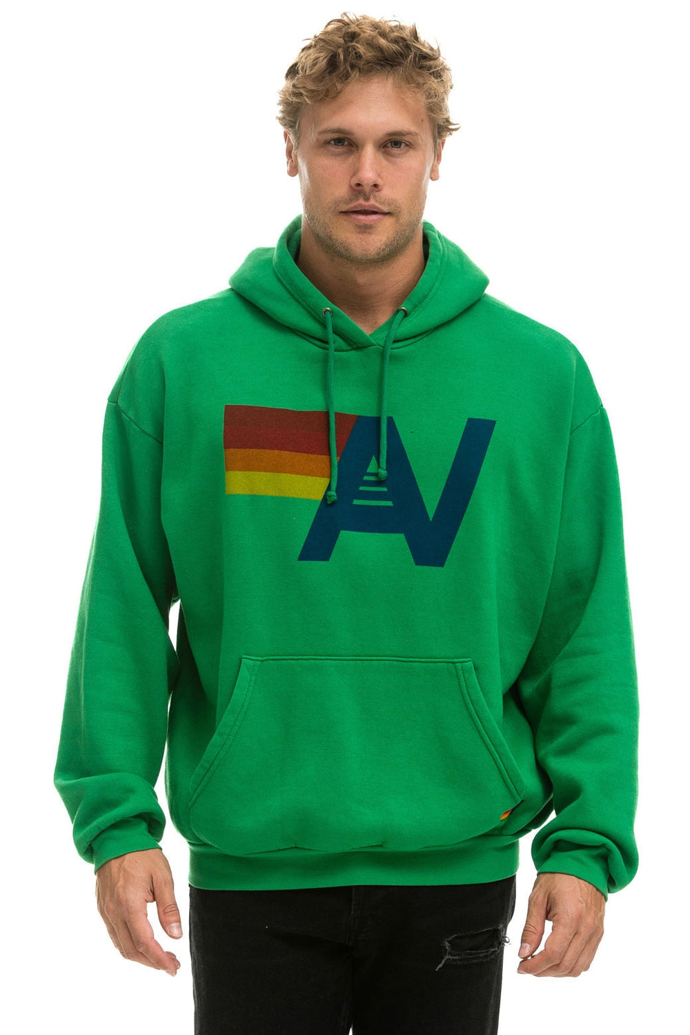 LOGO PULLOVER RELAXED HOODIE - KELLY GREEN