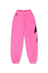 KIDS BOLT PRINT SWEATPANTS - NEON PINK