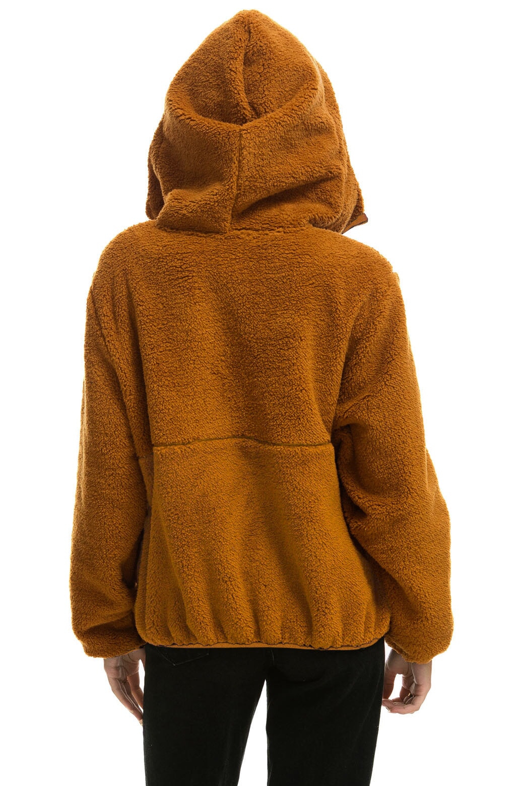 TEDDY UNISEX HOODED HALF ZIP JACKET - WHISKEY
