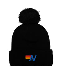 LOGO POM RIB BEANIE - BLACK