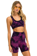 HAND DYED 6 INCH HI-RISE BIKER SHORT - TIE DYE CRYSTAL ROSE