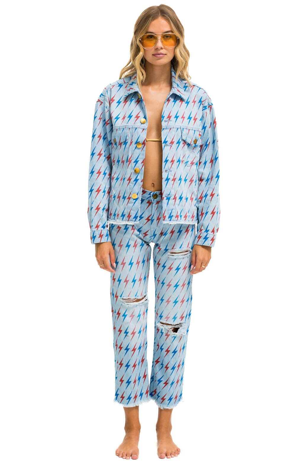 AVIATOR BOLT OVERSIZED CUTOFF DENIM JACKET - SUPER LIGHT