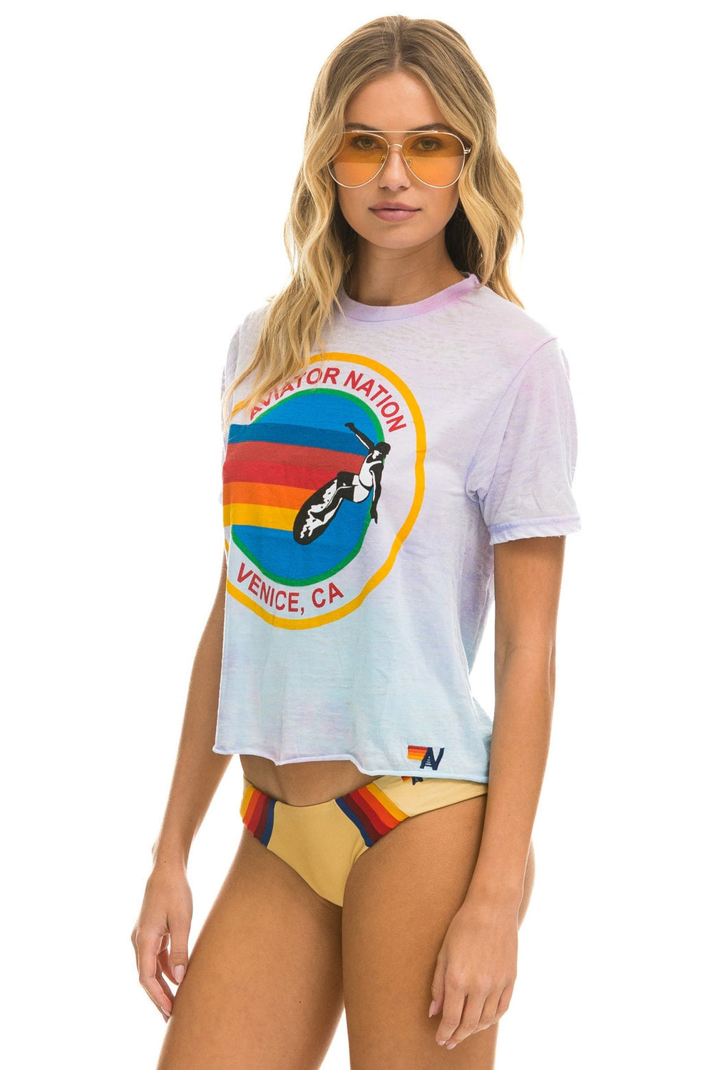 AVIATOR NATION BOYFRIEND TEE - TIE DYE BUBBLEGUM