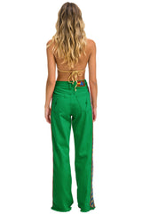 BOLT STRIPE HI RISE WIDE-LEG GYPSY JEAN - KELLY GREEN