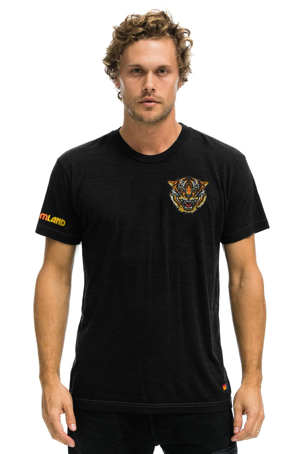 DREAMLAND TIGER SMALL PRINT CREW TEE - BLACK