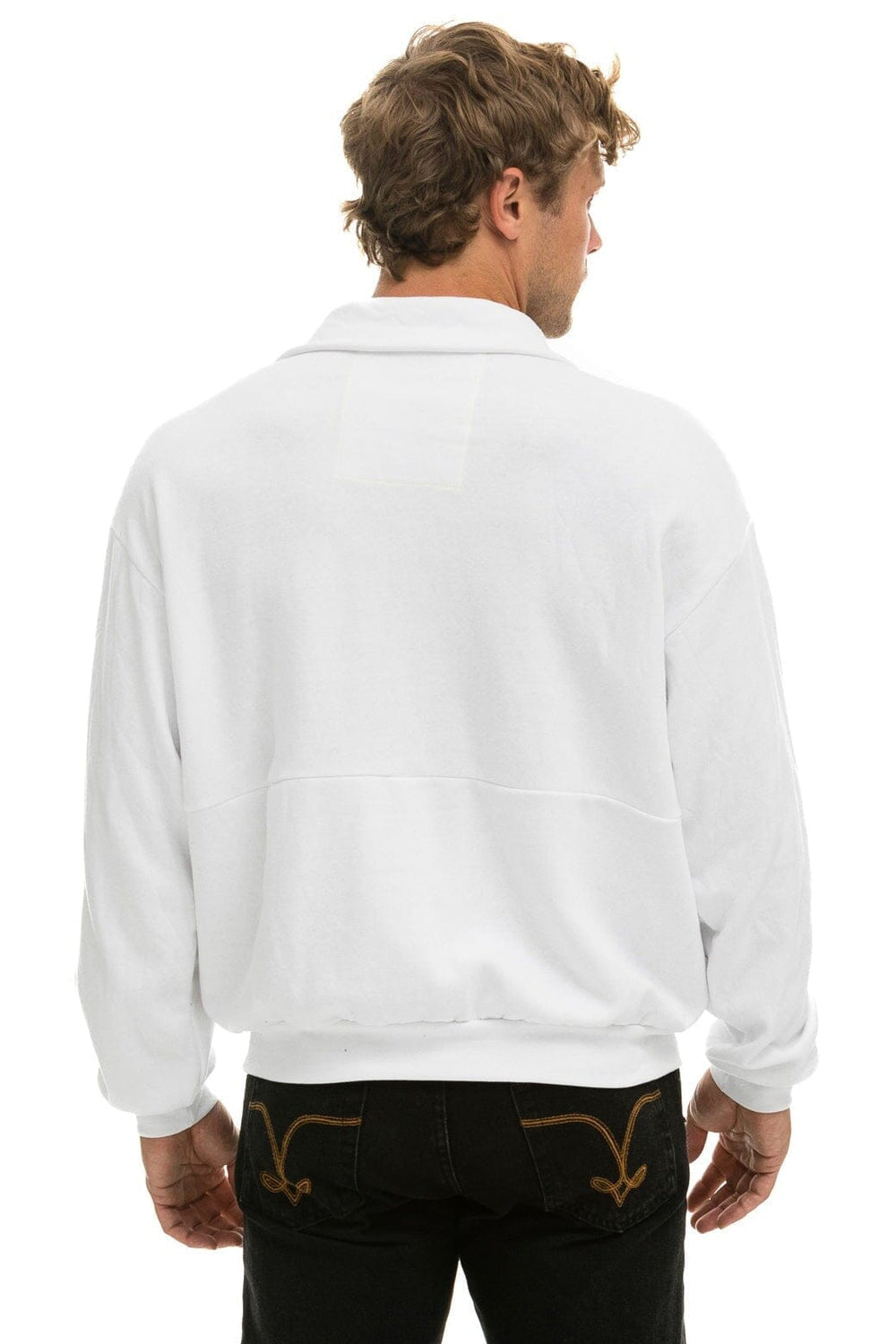 LOGO EMBROIDERY HALF ZIP SWEATSHIRT - WHITE