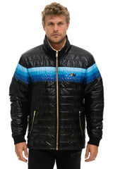 4 STRIPE JACKET - GLOSSY BLACK // BLUE